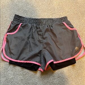 Women's Black and Pink Athletic Shorts